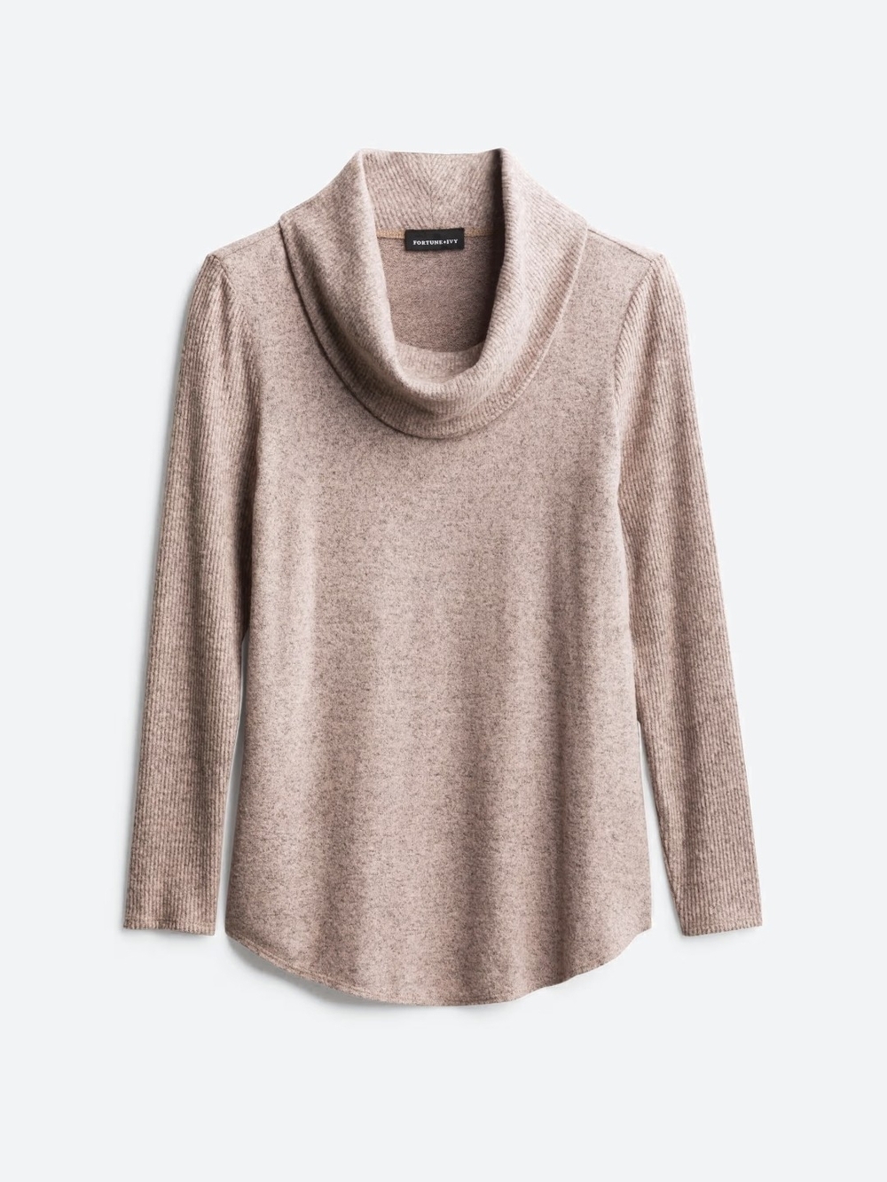Soft Cowl-Neck Knit Top - Blush Taupe